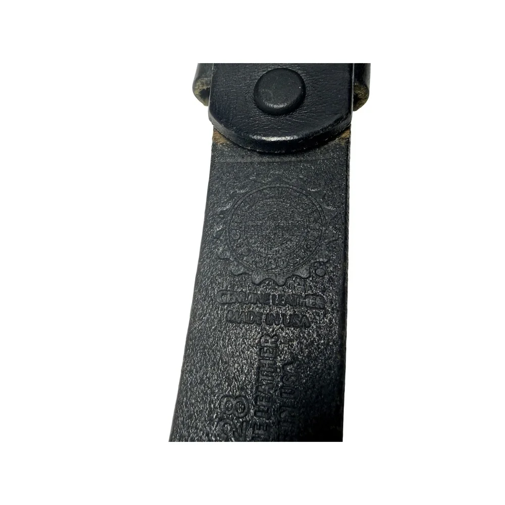 Harley-Davidson Womens Black Leather Studded Logo Belt Made in USA Size 28 -BG